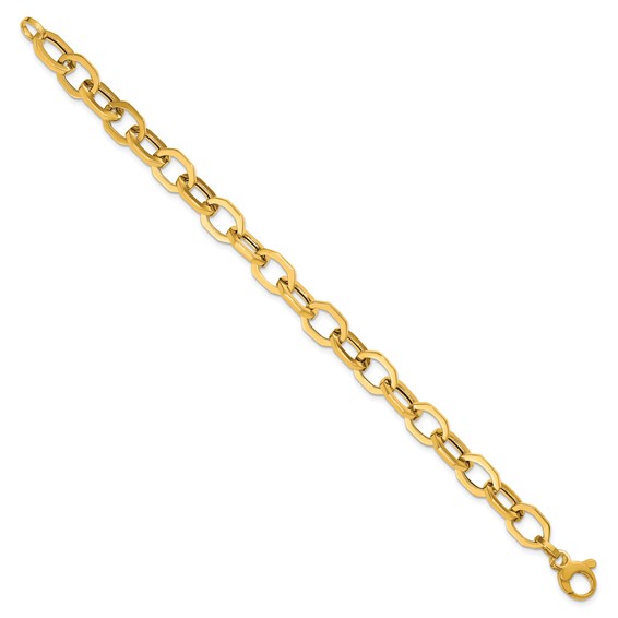 Herco 14K Polished Hexagonal Oval Link 7.5 Inch Bracelet
