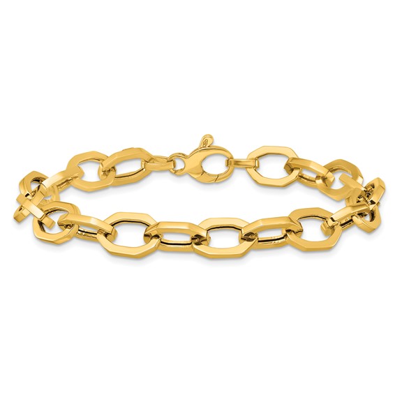Herco 14K Polished Hexagonal Oval Link 7.5 Inch Bracelet