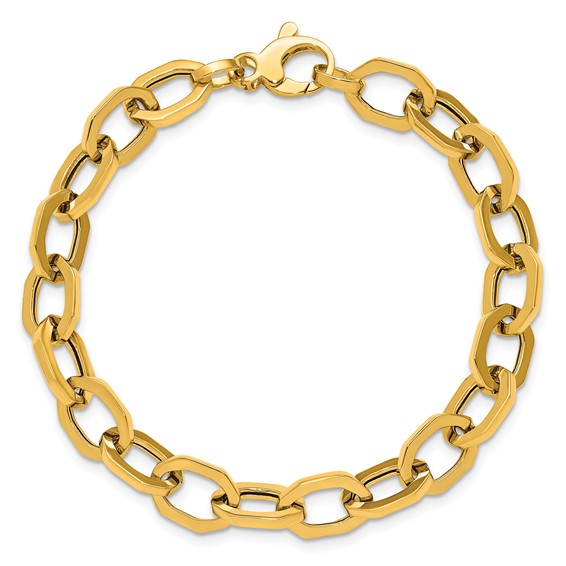 Herco 14K Polished Hexagonal Oval Link 7.5 Inch Bracelet