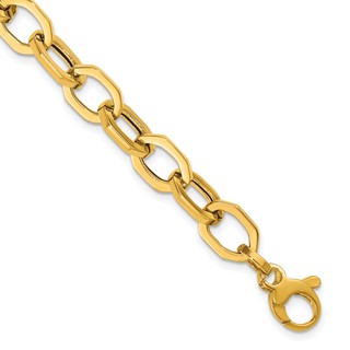 Herco 14K Polished Hexagonal Oval Link 7.5 Inch Bracelet