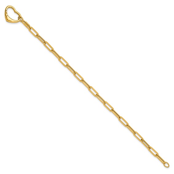 Herco 14K Polished Paperclip Link Heart 7.25 Inch Bracelet