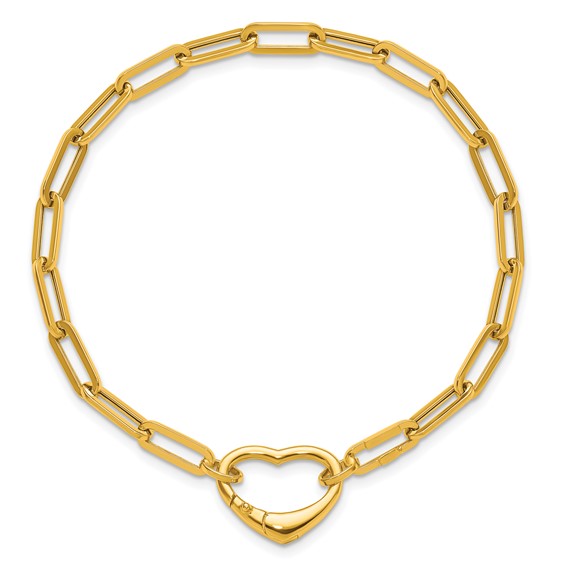 Herco 14K Polished Paperclip Link Heart 7.25 Inch Bracelet