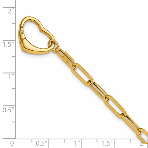 Herco 14K Polished Paperclip Link Heart 7.25 Inch Bracelet