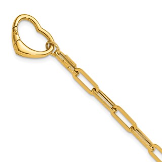 Herco 14K Polished Paperclip Link Heart 7.25 Inch Bracelet