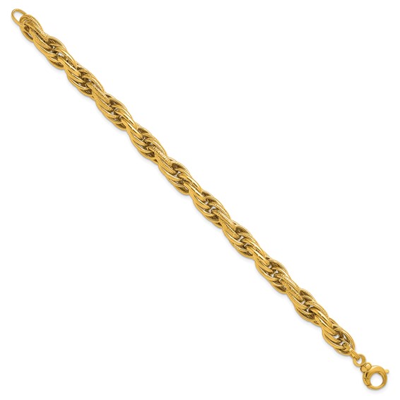 Herco 14K Polished/Textured 7.5mm Rope Chain 7.25 Inch Bracelet