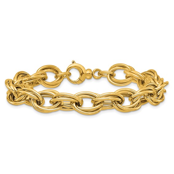 Herco 14K Polished Fancy 10.75mm Double Oval Link 7.5in Bracelet