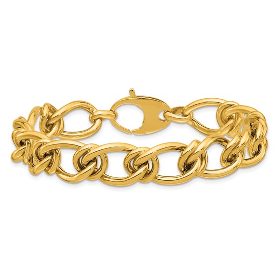 Herco 14K Polished Fancy Elongated Oval Link 7.5 Inch Bracelet