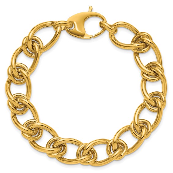 Herco 14K Polished Fancy Elongated Oval Link 7.5 Inch Bracelet