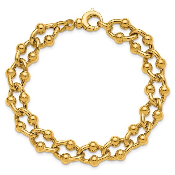 Herco 14K Polished and Beaded Elongated Curb Link 7.75in Bracelet
