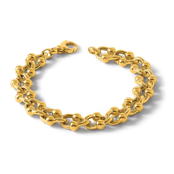 Herco 14K Polished and Beaded Elongated Curb Link 7.75in Bracelet