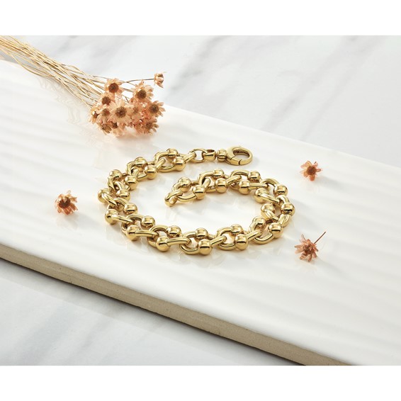 Herco 14K Polished and Beaded Elongated Curb Link 7.75in Bracelet