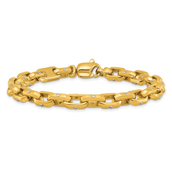 Herco 14K with White Rhodium Polished 7.7mm Fancy Link 8.5 Inch Bracelet