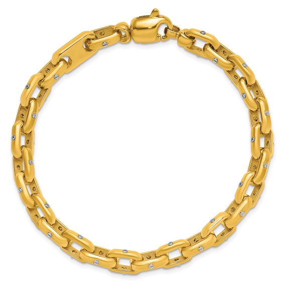 Herco 14K with White Rhodium Polished 7.7mm Fancy Link 8.5 Inch Bracelet