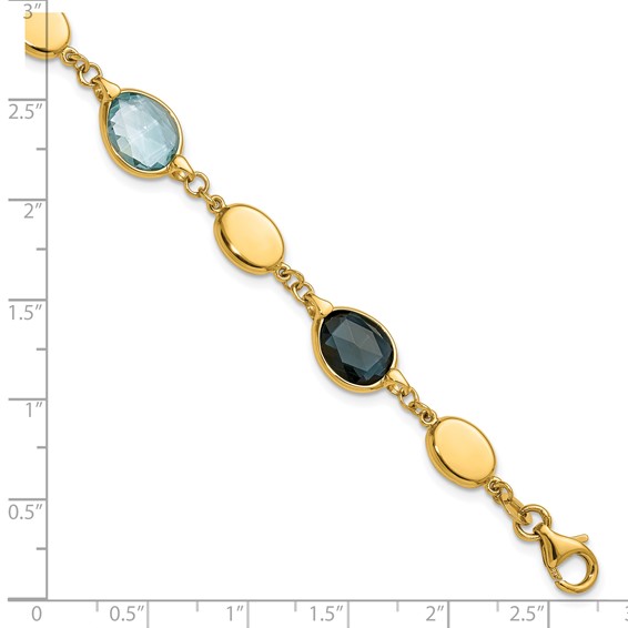 Herco 14K Polished Sky and London Blue Topaz Ovals 7.5 Inch Bracelet