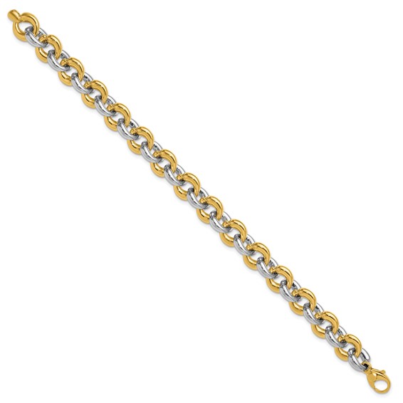 Herco 14K Two-tone Polished 10.0mm Round Link 7.5 Inch Bracelet
