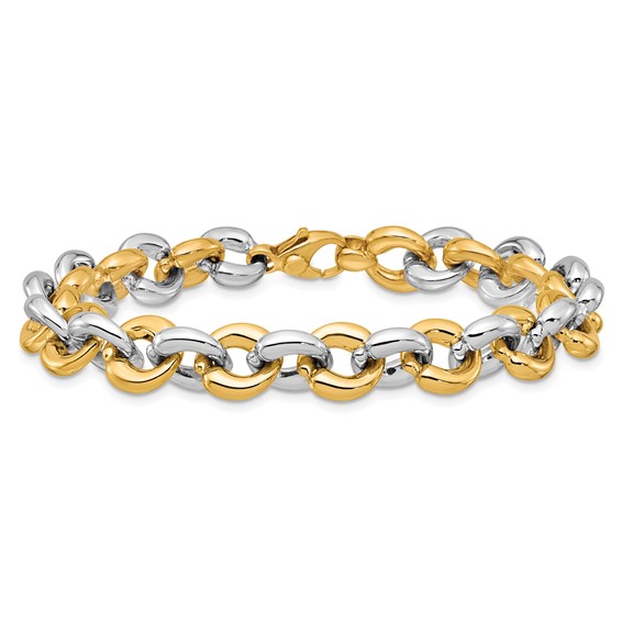 Herco 14K Two-tone Polished 10.0mm Round Link 7.5 Inch Bracelet