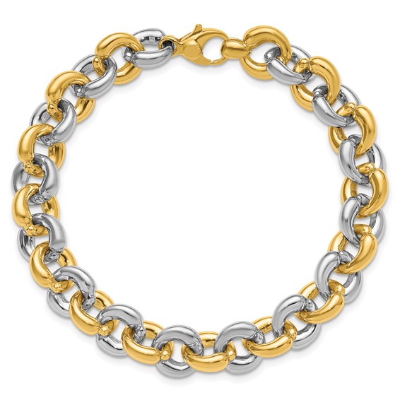 Herco 14K Two-tone Polished 10.0mm Round Link 7.5 Inch Bracelet