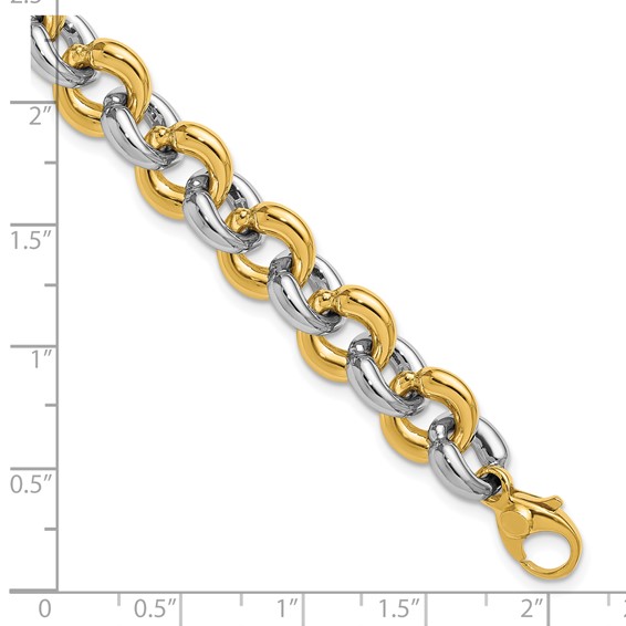 Herco 14K Two-tone Polished 10.0mm Round Link 7.5 Inch Bracelet