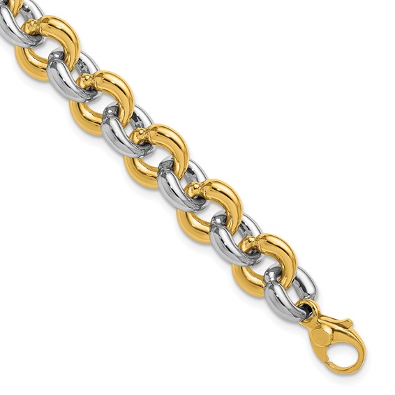 Herco 14K Two-tone Polished 10.0mm Round Link 7.5 Inch Bracelet