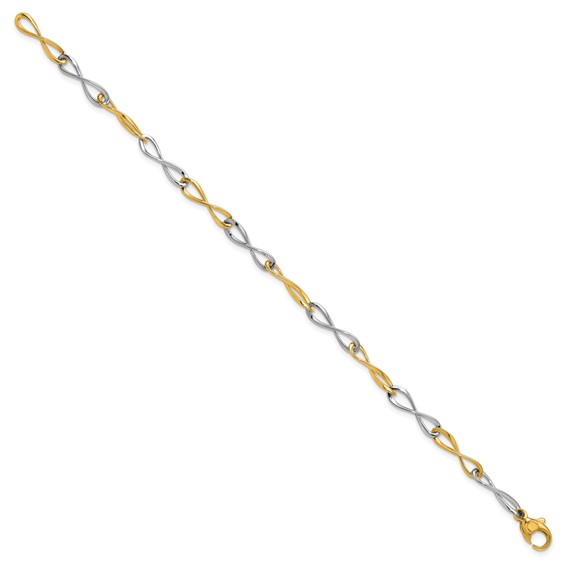 Herco 14K Two-tone Polished Solid Infinity Link 7.5 Inch Bracelet