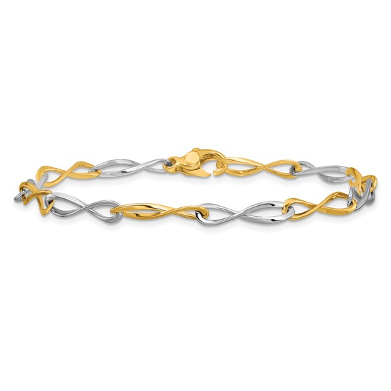 Herco 14K Two-tone Polished Solid Infinity Link 7.5 Inch Bracelet
