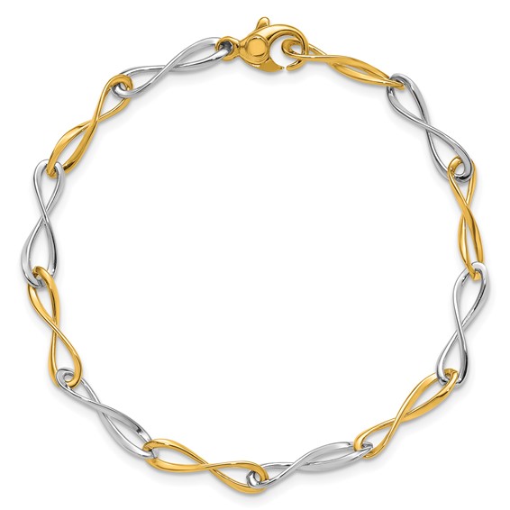 Herco 14K Two-tone Polished Solid Infinity Link 7.5 Inch Bracelet