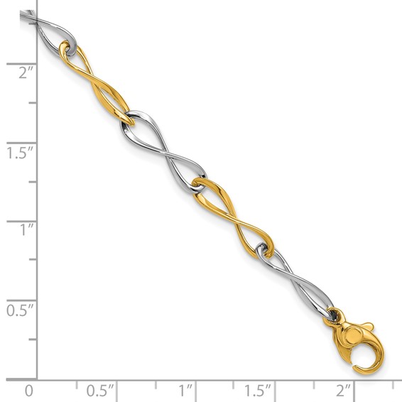 Herco 14K Two-tone Polished Solid Infinity Link 7.5 Inch Bracelet