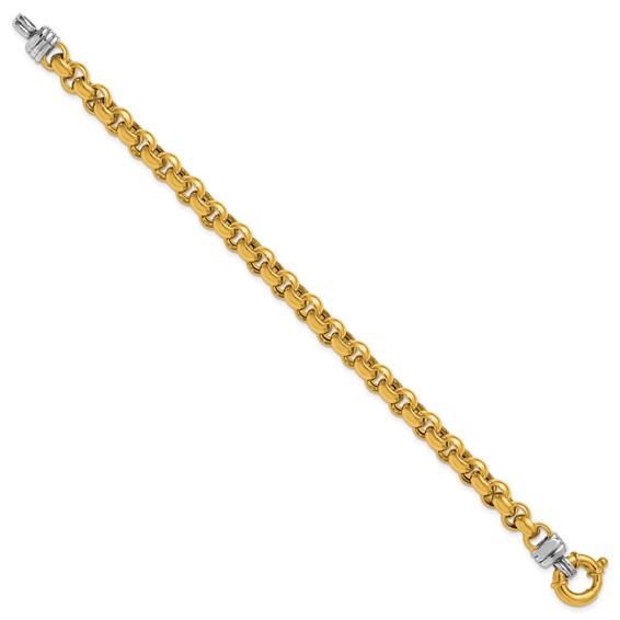 Herco 14K Two-tone Polished 7.0mm Rolo Link 7.5 Inch Bracelet