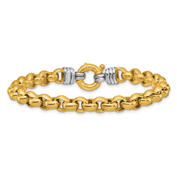 Herco 14K Two-tone Polished 7.0mm Rolo Link 7.5 Inch Bracelet