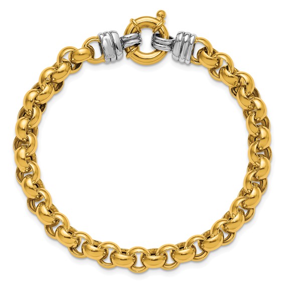 Herco 14K Two-tone Polished 7.0mm Rolo Link 7.5 Inch Bracelet