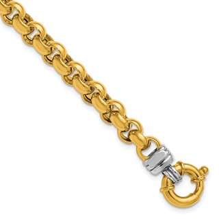 Herco 14K Two-tone Polished 7.0mm Rolo Link 7.5 Inch Bracelet