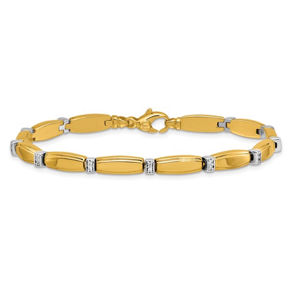 Herco 14K Two-tone Polished Fancy 1/6 carat Diamond Link 7.5 Inch Bracelet