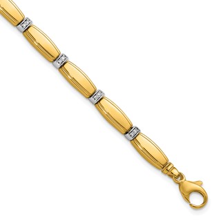 Herco 14K Two-tone Polished Fancy 1/6 carat Diamond Link 7.5 Inch Bracelet