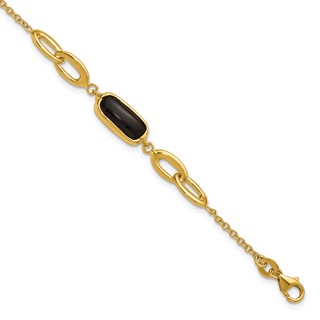 Herco 14K Polished Onyx Fancy Link 7 Inch with .5 Inch Extension Bracelet