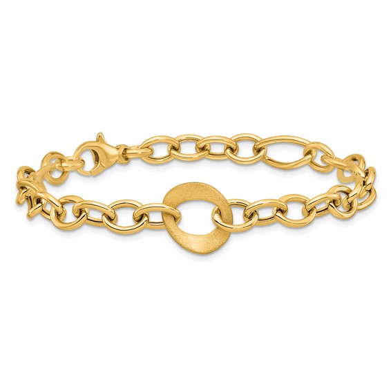 Herco 14K Polished and Brushed Fancy Mixed Link 7.5 Inch Bracelet