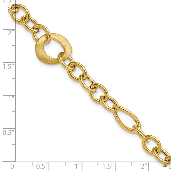 Herco 14K Polished and Brushed Fancy Mixed Link 7.5 Inch Bracelet