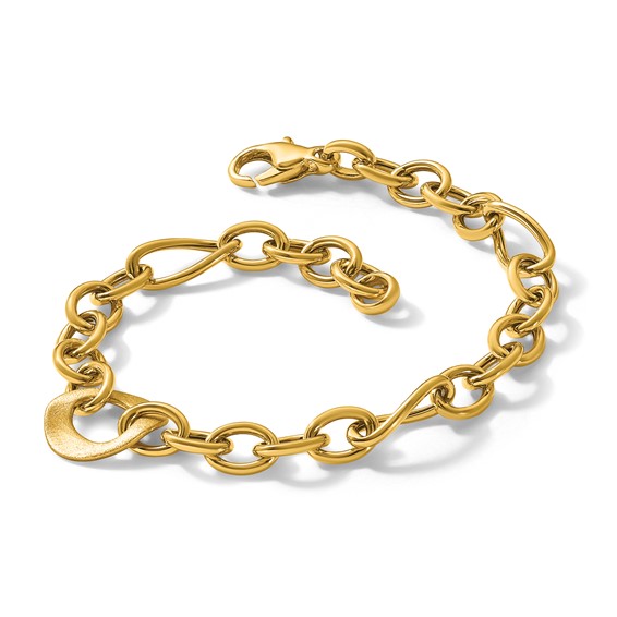 Herco 14K Polished and Brushed Fancy Mixed Link 7.5 Inch Bracelet