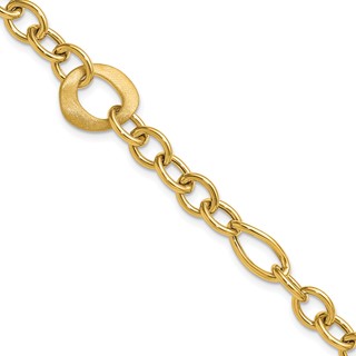 Herco 14K Polished and Brushed Fancy Mixed Link 7.5 Inch Bracelet