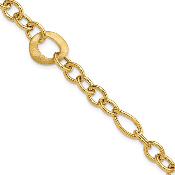 Herco 14K Polished and Brushed Fancy Mixed Link 7.5 Inch Bracelet