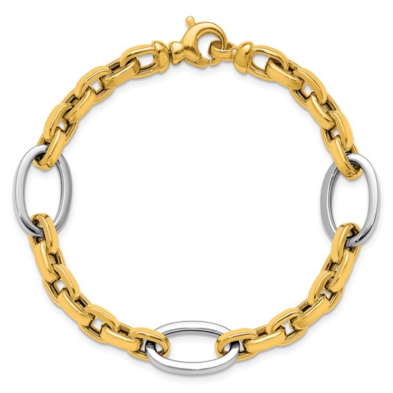 Herco 14K Two-tone Polished Mixed Oval Link 7.75 Inch Bracelet