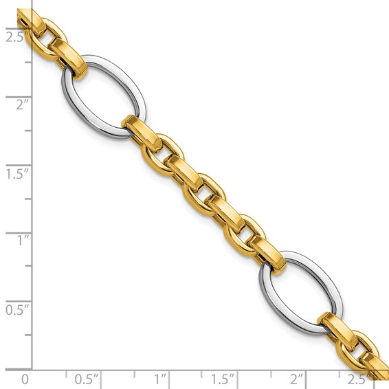 Herco 14K Two-tone Polished Mixed Oval Link 7.75 Inch Bracelet