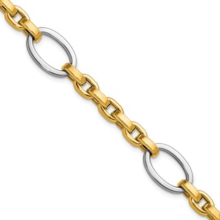 Herco 14K Two-tone Polished Mixed Oval Link 7.75 Inch Bracelet