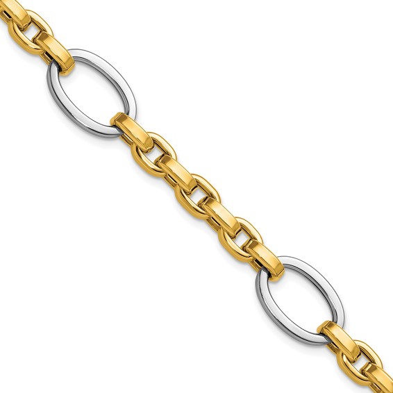 Herco 14K Two-tone Polished Mixed Oval Link 7.75 Inch Bracelet