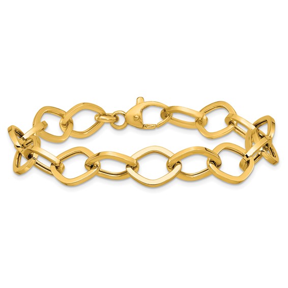 Herco 14K Polished 10.75mm Navette Link 7.5 Inch Bracelet
