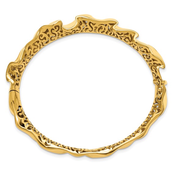 Herco 14K Polished Fancy Wavy Hinged Bangle