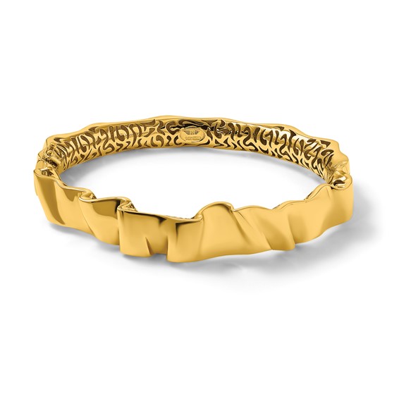 Herco 14K Polished Fancy Wavy Hinged Bangle