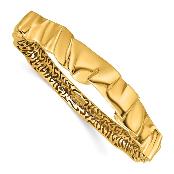 Herco 14K Polished Fancy Wavy Hinged Bangle