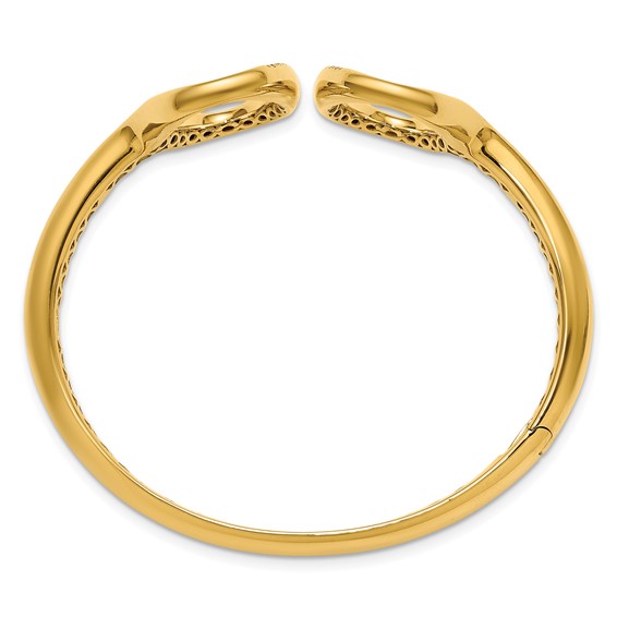 Herco 14K Polished Fancy Diamond Ovals Hinged Cuff Bangle