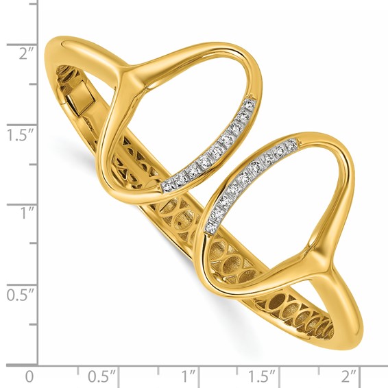 Herco 14K Polished Fancy Diamond Ovals Hinged Cuff Bangle