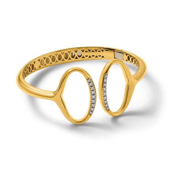 Herco 14K Polished Fancy Diamond Ovals Hinged Cuff Bangle